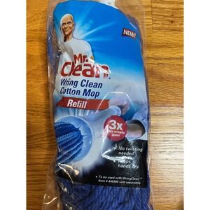 2011 Mr Clean Wring Clean Cotton Mop Refill Blue #446998  3x Wringing Power New